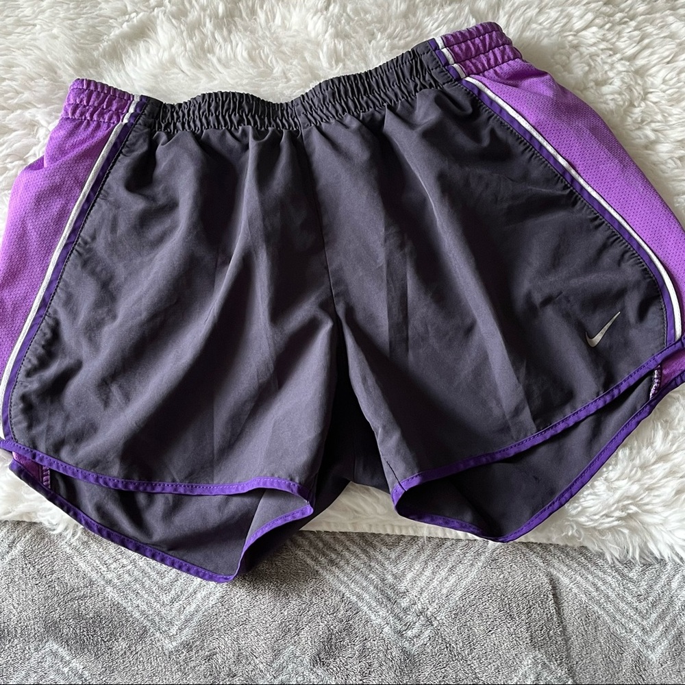 Nike Dri-Fit Lined Athletic Running Shorts Monochromatic Purple & White Size S